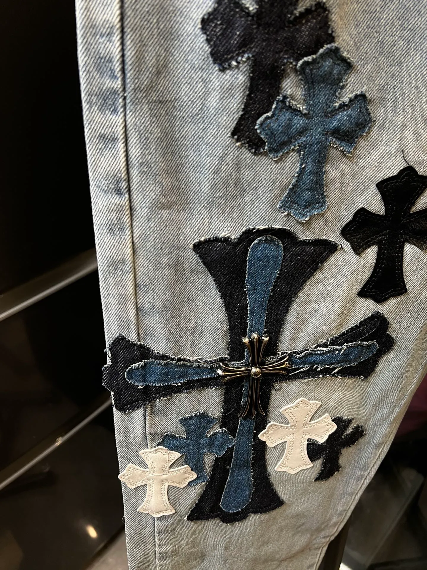 P270 [Special Version] Chrome Hearts/Chrome Heart 25Ss CH Large Cross Limited Blue Ox King Jeans (Blue) Size: 28 30 32 34 36 (corresponding to s-xxl) Detailed sizes can be found in Figure 9
